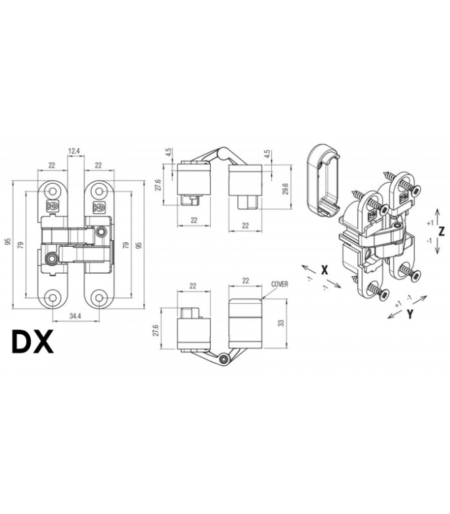 Krona Koblenz Kubica Concealed Multiaxial Hinges K6900 Left Hand